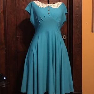 Vintage inspired dress, turquoise in color